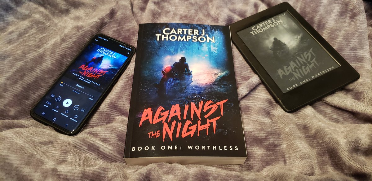 CarterJThompson's tweet photo. Ha, now I finally caught em all! (I hope that's not trademarked...)

Which version did you prefer consuming from @AethonBooks? The ease of Kindle? The feel of paper? The hypnotic voice of @voiceofjoey? 

Comment below!

#AgainstTheNightSeries https://t.co/e8WbzRAdU1