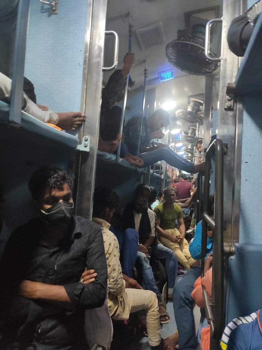 52Aliakbar's tweet photo. Done reservation before months and we are feeling like we are traveling in a local train spoke to TC Train no:- 02295 and police but no one has a answer to this problem TC says they have been complaining about this since 10 years but no one cares @RailwaySeva @AshwiniVaishnaw https://t.co/b41w5Qsw6E