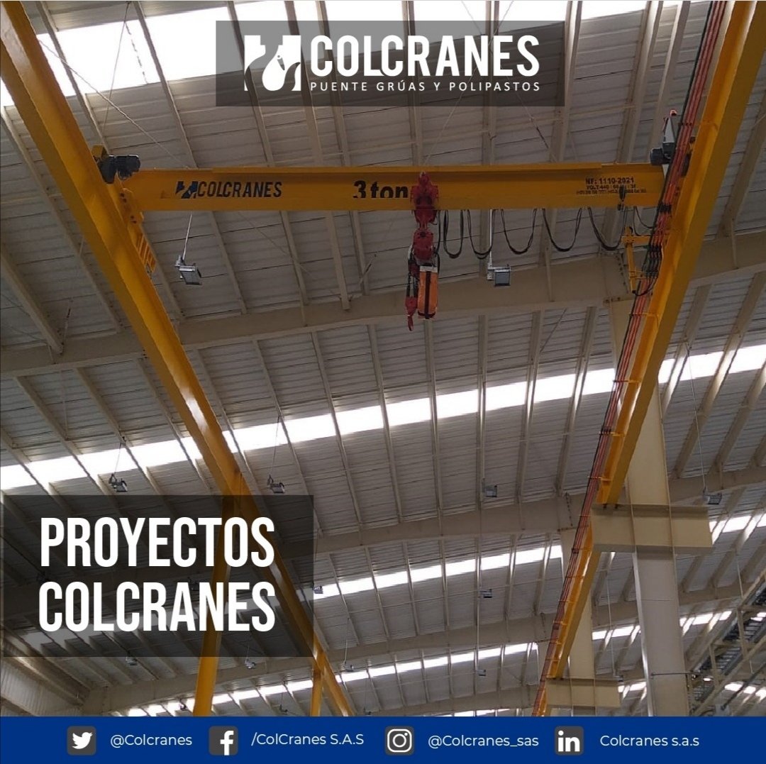 colcranes's tweet photo. Proyecto para importante empresa fabricante de fachadas, @colcranes participó en el cálculo, diseño, suministro, montaje y puesta en marcha de un puente grúa monoviga de 3 ton. https://t.co/2fv8jC54eg