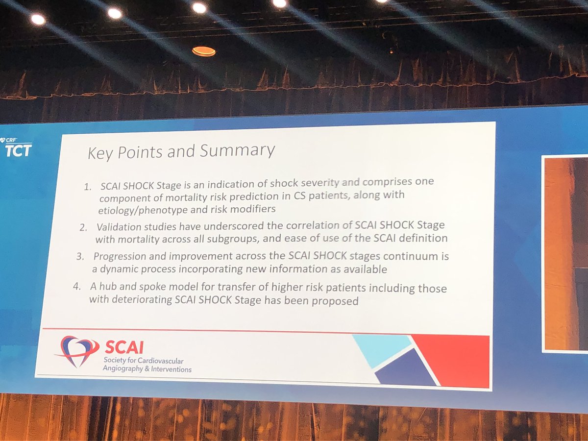 Some key takeaways from the SCAI shock classification update. 1) Cardiac arrest modifier only relevant with the presence of coma 2) Gradations added within each stage with ongoing assessment of modifiers #TCT2021