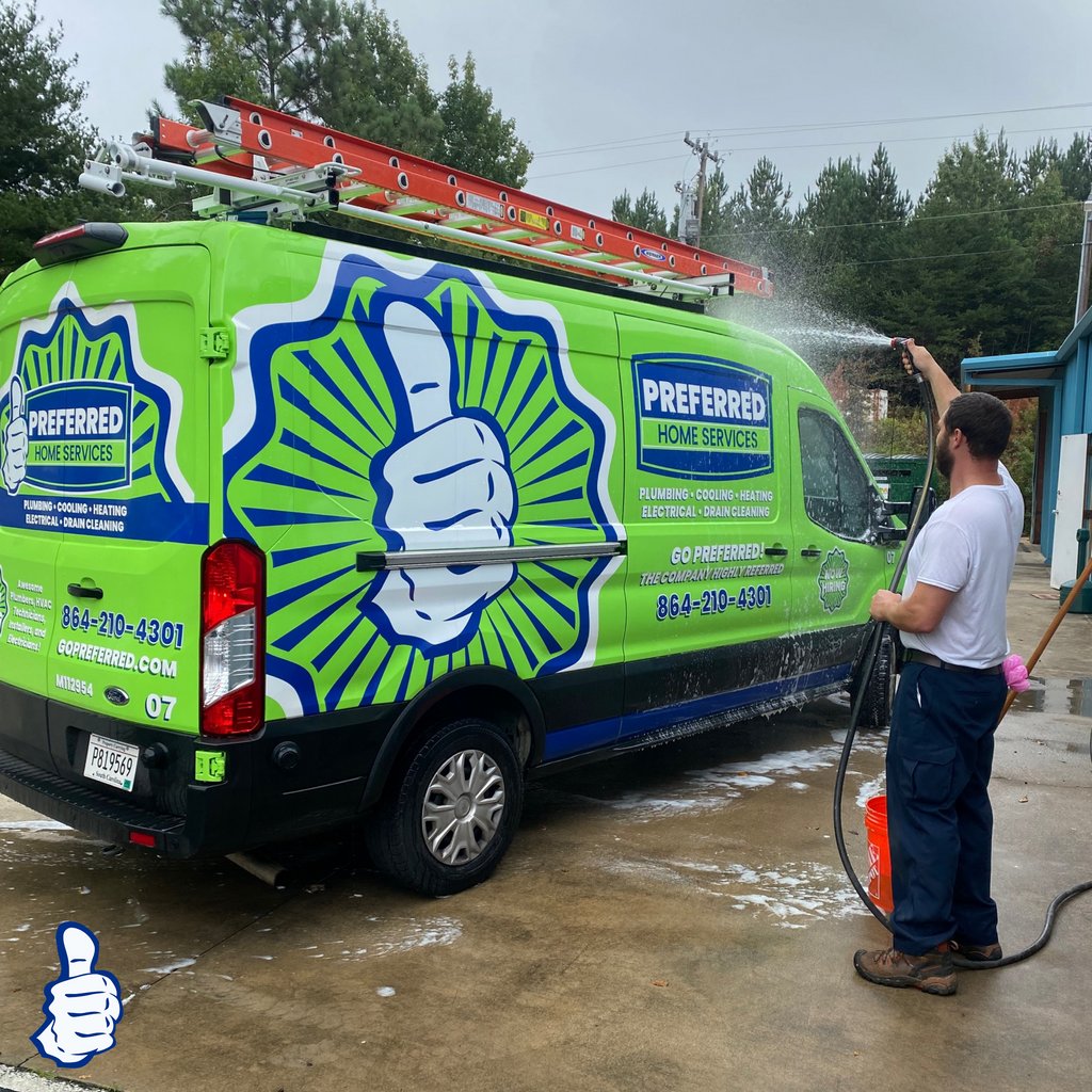 GoPreferred's tweet photo. When we say we have the cleanest trucks in town... we mean it! ๐๐๐
#gopreferred #charlesotnsc #greenvillesc #charlestonplumber #greenvilleplumber #charlestonhvac #greenvillehvac #charlestonelectrician #phslife #teamphs https://t.co/lTxHdd5ndn