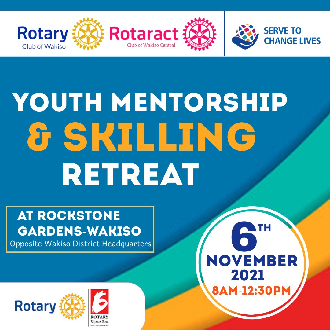 RctWakiso's tweet photo. In  partnership with @Rotaryvijanapoa and @RC_wakiso we invite all youths for yet an amazing " Youth Mentorship &amp; Skilling Retreat "
A skill is a lifetime investment 😋 lets come together to get priceless capital at no cost.
🗓️ 6th/12/2021
🕥8am https://t.co/Fbw7IbmEWb