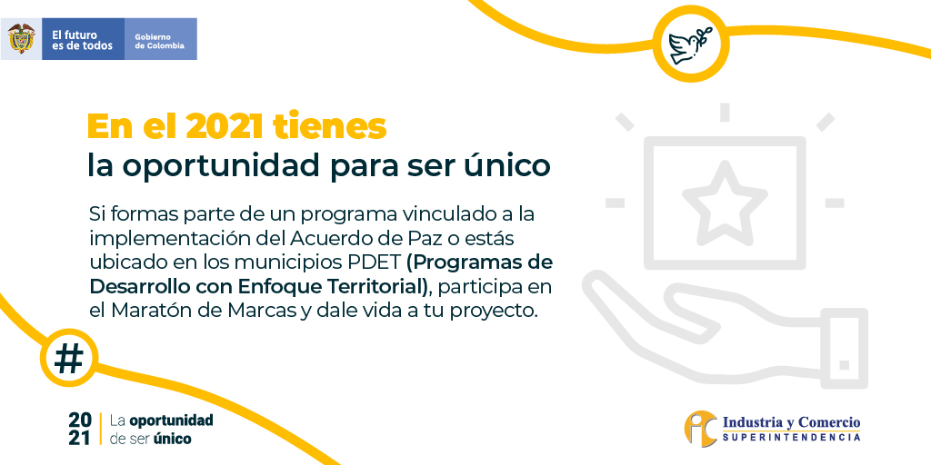 Fortalece tu actividad productiva a través de la exclusividad y diferenciación que puede otorgar el registro de marca para tu emprendimiento o proyecto.
 
¡Aprovecha la oportunidad de este #2021ParaSerÚnico!
➡️ bit.ly/3GSbdfG