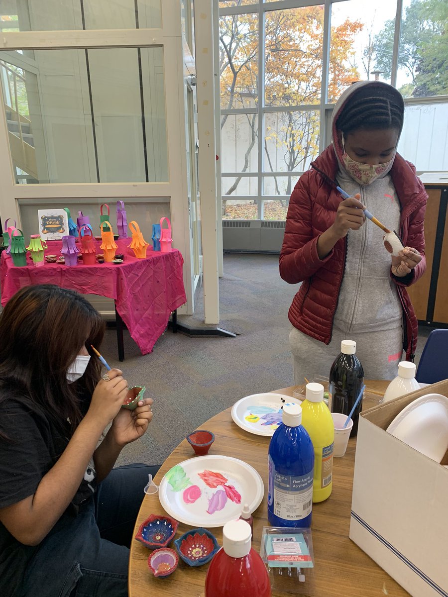 LibraryMpc's tweet photo. Painting diyas in the library is one of our most popular after school activities, followed closely by making paper lanterns. Happy Diwali, @mpclc4 
#shareyourLLC https://t.co/Dm6FkVwVYj