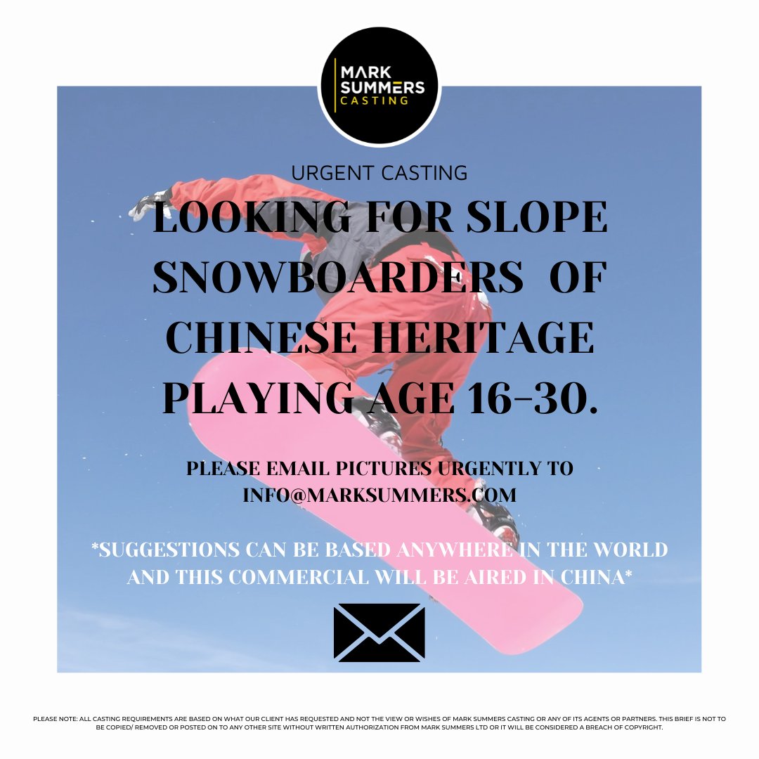 marksummerscast's tweet photo. Urgent worldwide #castingcall amazing paid opportunity winter sports athletes WW campaign for Olympics . Filming across the world. We are looking for diverse  #icehockey #figureskater #snowboarder #Skeleton #athletes global #castingdiretors #marksummers  info@marksummers.com RT https://t.co/zHGIC51EF0