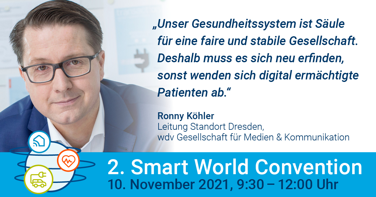 BVDW's tweet photo. #DigitaleTransformation betrifft alle Wirtschaftssektoren – auch das Gesundheitswesen. Bei der Smart World Convention am 10.11. stellt Ronny Köhler (@koehler_y) die Erkenntnisse der Arbeitsgruppe Digitale Gesundheit 2030 vor.
Kostenlos anmelden: https://t.co/Vi34xZqHzB
#eHealth https://t.co/gKNV4YzXBt