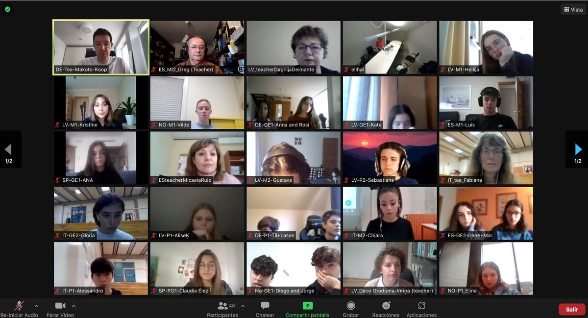 euthopia21's tweet photo. #ErasmusPlus #KA229 @euthopia21 2nd day of Virtual Conference with a plenary of students and teachers from 🇩🇪🇱🇻🇮🇹🇳🇴🇪🇸on the Future of 🇪🇺, building on ideas for improving Gender Equality, Migration &amp; Pollution. @sepiegob @iesgaherrera @EmiliaFG301070 @Marajess18 @josechug @NereaRM https://t.co/RQZ1J2I3i5