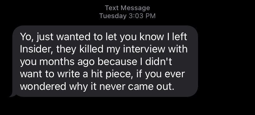TimJDillon's tweet photo. From a reporter who used to work at @BusinessInsider sent to me Tuesday. https://t.co/gQu7oLfy9T