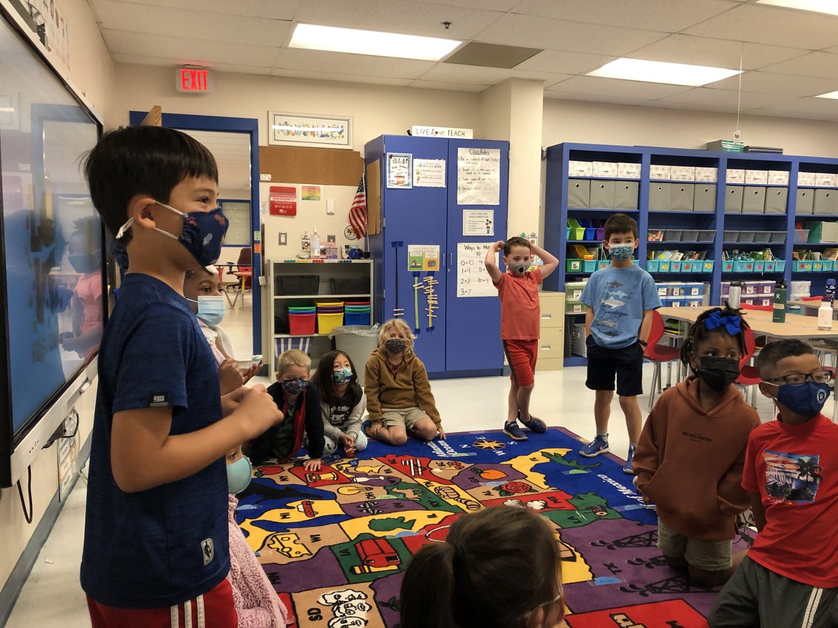 Sometimes at Morning Meeting we play a game called Buzz. We count by 1s around the circle and when we say a number that we say when we count by 5s we say Buzz and sit down. We like to be the winner and we like to stand up. 🐝😀