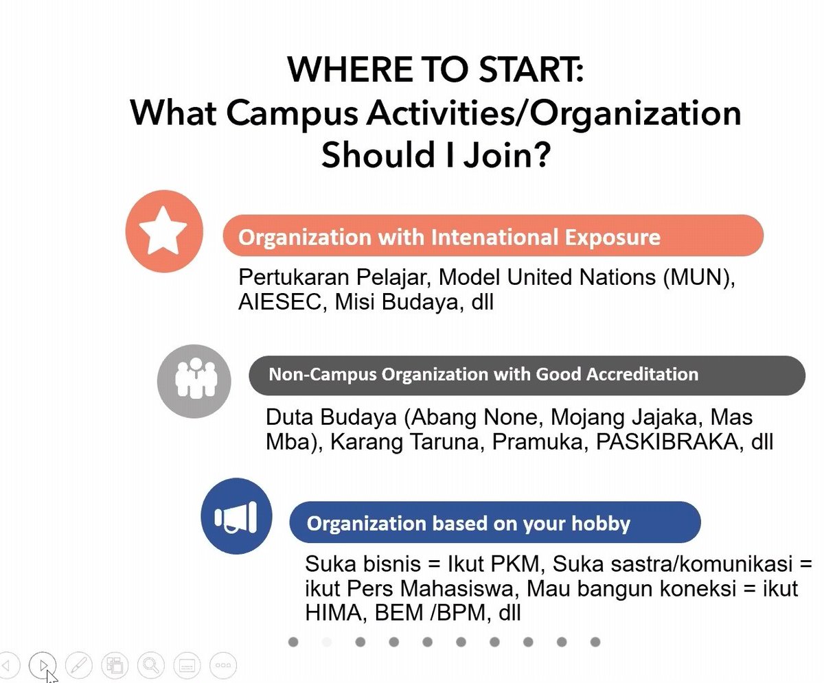KampusUpdate's tweet photo. 3 jenis aktivitas yang bisa updaters manfaatkan selama masih kuliah yaitu :
- organization with international exposure
- non campus organization with good accreditation
- organization based on your hobby

#KULive #Livereport #KUPUxKULive https://t.co/7StjNjOC1T