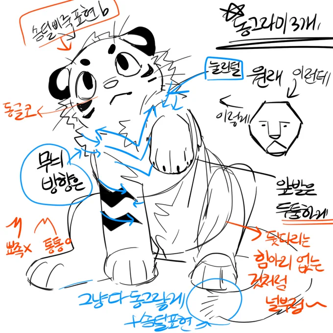 트친님 알려드린 모에새끼호랑이 그리는 법 끄적 