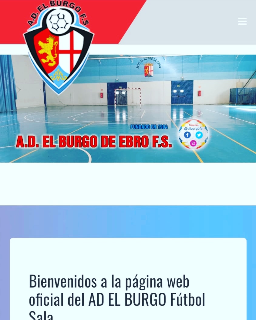 ESTRENAMOS WEB!!! 
elburgofs.es 
- Conócenos
- Patrocinadores
- Noticias de interés, galería de imágen
- Tienda ONLINE
- Partidos y resultados del FINDE
- Calendario, clasificación, históricos..

SEGUIMOS!! 🔵🔴💪
AÚPA EL BURGO F.S. 
<a href="/futbolaragon/">Real Federación Aragonesa Fútbol</a> #Futsal
#futbolsala