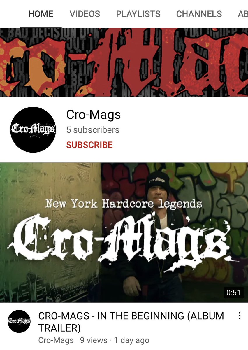 realcromags's tweet photo. Believe it or not Cro-Mags has a @youtube channel now! 🤯
It’s 2021 after all… check it out. Subscribe!!!
🤯🤯🤯
https://t.co/uIMc3dIstV
#cromags #youtube #cromagnonsevolving #slowevolution 😂🤣🤣 https://t.co/hBrrbQCqjN
