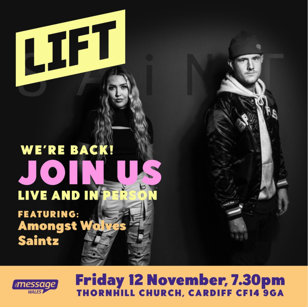✨1 WEEK ✨

Join us for LIFT next Friday. We cannot wait to be back together and to have Saintz with us for the first time! 
It's going to be so much fun! 
#lift #christianmusic #messagewales #youthwork #christiancharity #christianevent