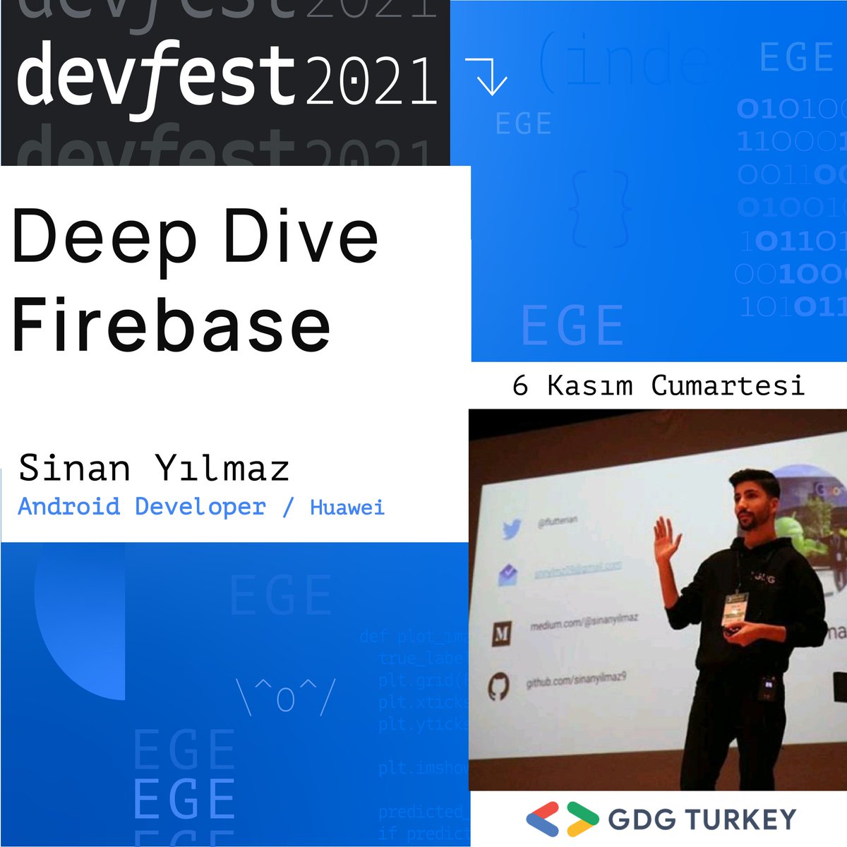 denizligdg's tweet photo. Devfest Ege'de son konuşmacılarımız ise Sinan Yılmaz(@flutterian )ve Erol Kaftanoğlu(@erolkaftanoglu)🤩 ,
6 Kasım'da #devfestege'de olacak!🥳 https://t.co/H9If7X7GBf