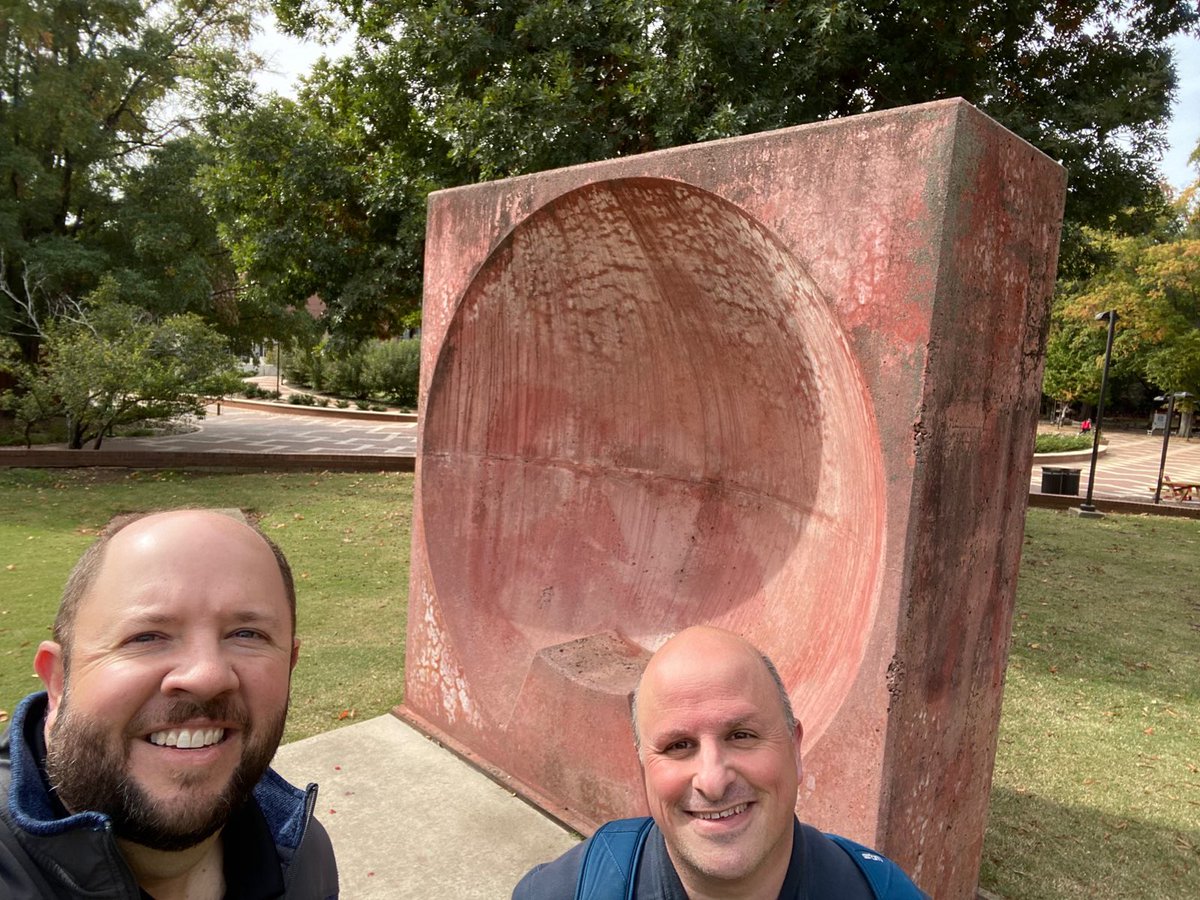 mrscienceteach's tweet photo. Had such an AWESOME #reversefieldtrip today, teaching about sound waves and human ears at the @NCState Wolf Ears sculptures. Great questions and amazing assistance from @mrmarktownley https://t.co/aYgbxudWeQ