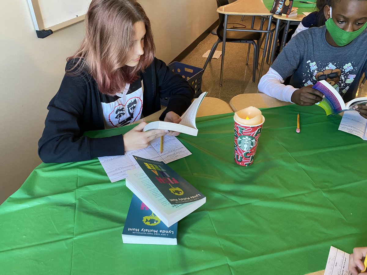 7th graders are enjoying a Starbooks Sip &amp; See with our new book club choices. Chocolate milk and cookies to enjoy as they read! <a href="/LeamanJH/">Leaman Junior High</a> <a href="/leamanlibrary/">Katie Poland</a>