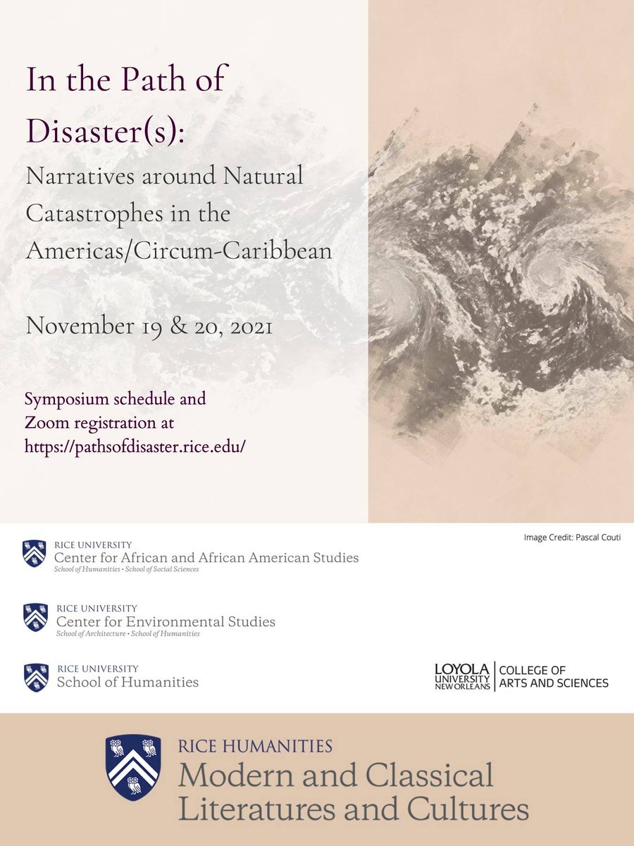 How do disasters and catastrophes in the Circum-Caribbean region—which includes the #GulfCoast—impact human interactions and shape societies?

<a href="/RiceUniversity/">Rice University</a>'s In the Path(s) of Disaster conference will tackle this question Nov. 19-20 at @MoodyArts.

pathsofdisaster.rice.edu