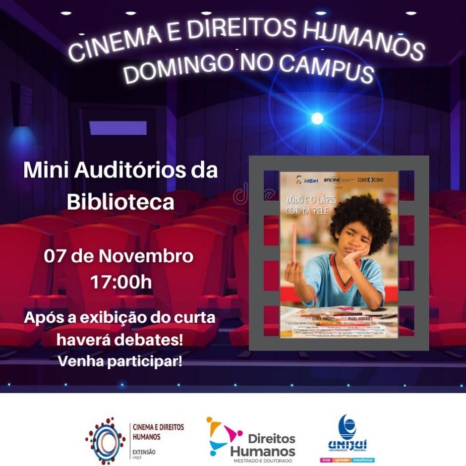 gpmundus's tweet photo. No próximo dia 07/11 haverá o tradicional Domingo no Campus da Unijuí! A programação contará com sessão presencial, às 16:00 e às 17:00 horas, do Cinema e Direitos Humanos do PPGD, nos mini auditórios da biblioteca. Tod@s Convidados. Não perca! 🎞🎥🍿🎬🤓 https://t.co/gS9bMCD4fU