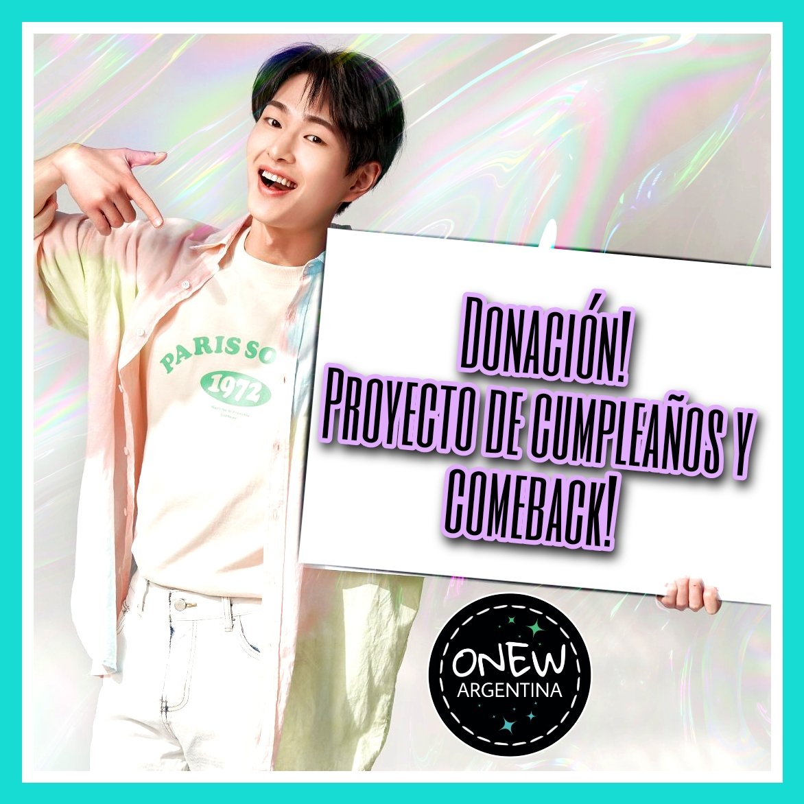 OnewArgentina's tweet photo. Donación Proyecto Comeback y Cumpleaños de #Onew

Hola Shawols, se acerca el cumpleaños de nuestro líder, también su Comeback, junto a la Unión On You Game, y necesitamos tu ayuda. 
  
Para cualquier donación comunícate con nosotros.

Contamos con ustedes Shawols !!🥰 https://t.co/SnVPout97H
