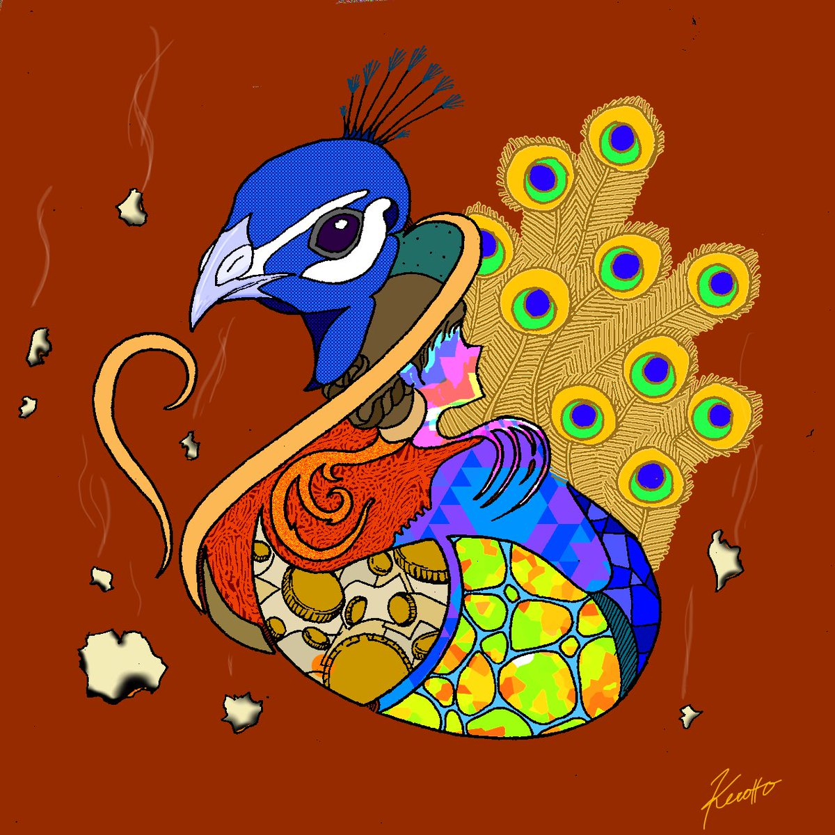 kerotto_KAWAZU's tweet photo. 孔雀
 #くじゃく  #動物  #イラスト  #鳥  #アート  #animal #bird #illust #illustration #art #animal #peacook #peafowl https://t.co/MdU85u8yNH