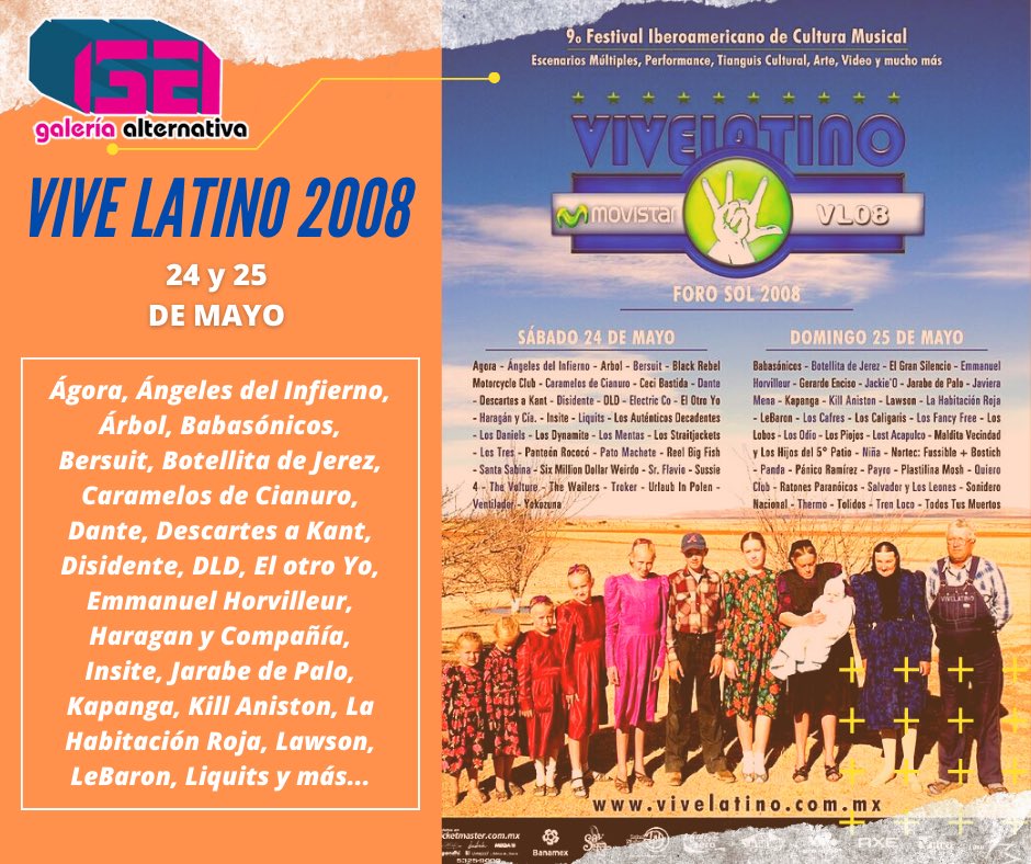 #Revive el tiempo recordando las ediciones del Festival <a href="/vivelatino/">Vive Latino</a> en Galería Alternativa.

En esta novena edición se cumplen los 10 primeros años de que nació el festival.

#Revive #VL08 #ViveLatino #VL22