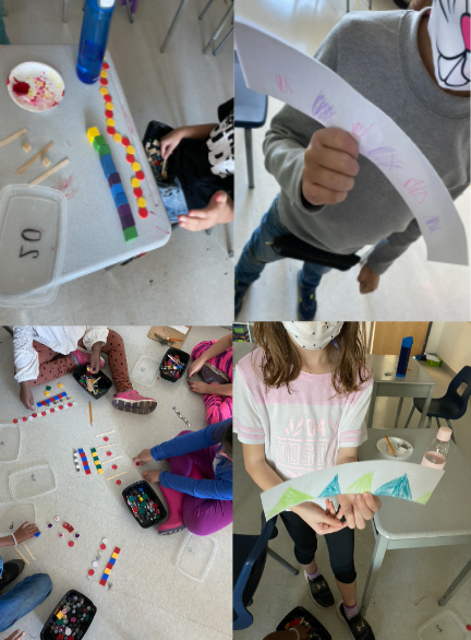MmeHeckman's tweet photo. This hands-on math is what my kiddos were craving in virtual! It's amazing when we explore and problem-solve this way😍 We did a #WODB math talk and everyone shared their observations on patterns! Can you make a repeating pattern @ home? Send pics of your creations! @HDSBMath https://t.co/cAKlSCYsFh