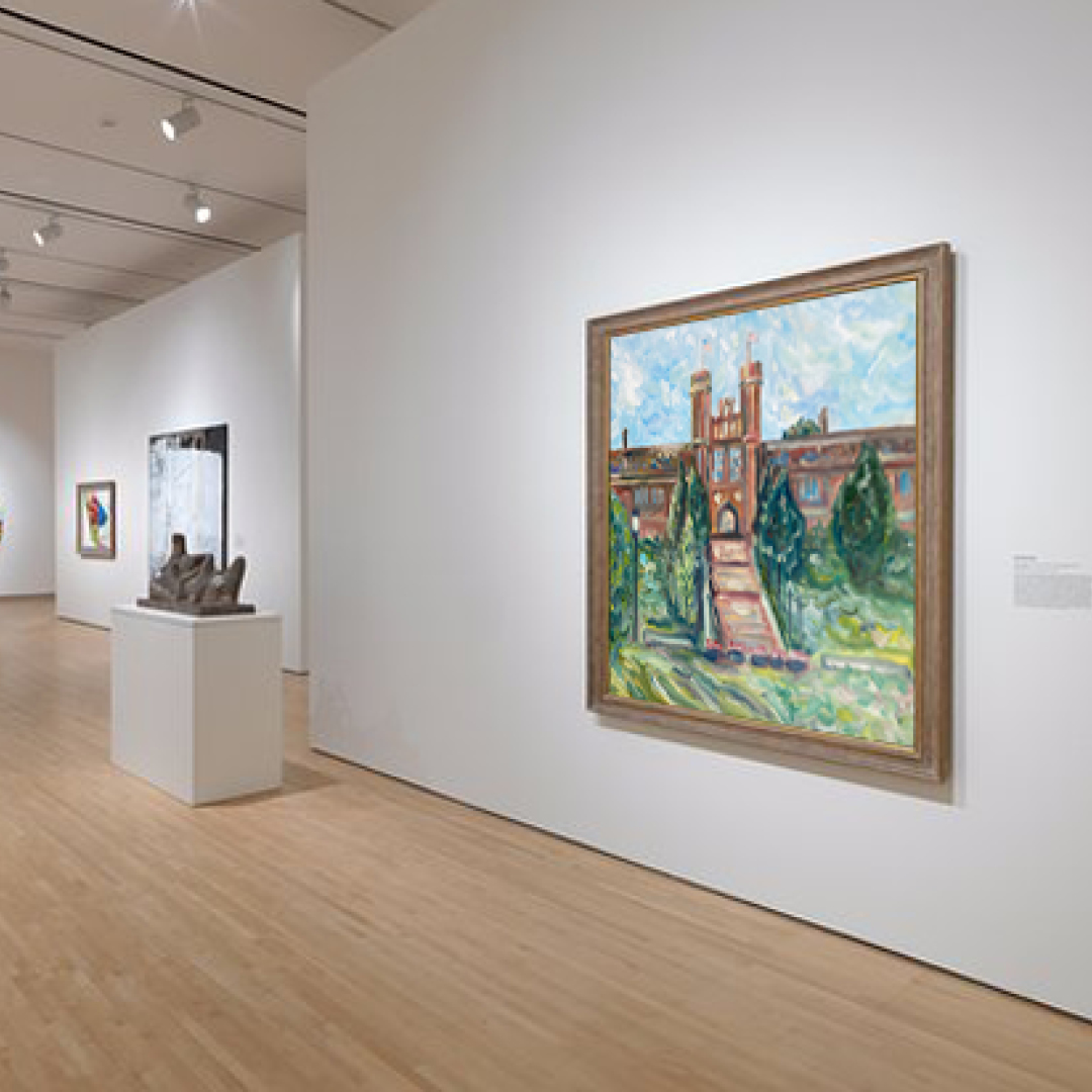 WashU's tweet photo. When art imitates life. 🖼 

We're in awe of our students and the amazing work they do. Sam Fox School #WashU24 student Becky Moon dreamt up this impressionist piece when charged to make one for her painting studio course, taught by professor Adams. Thanks for sharing, Becky! https://t.co/EMfLDOxek1