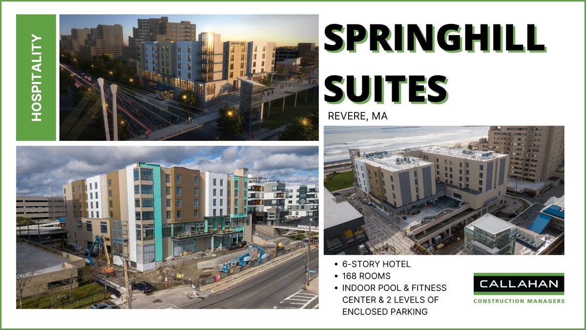 CallahanInc's tweet photo. Springhill Suites in #Revere is nearing the finish line! We are currently completing the last section of Trespa Panels on the east elevation. The courtyard pavers have been installed and the fountain/bench seating is almost complete. #Construction #Progress #CallahanBuilt https://t.co/HfxZZkICR2