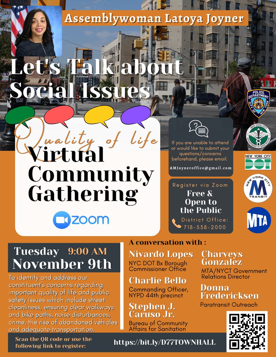 JoinJoyner's tweet photo. #JoinHer for a Virtual Community Gathering event to discuss important quality of life issues that impact us daily with community members and public service advocates. The event will be held on Tuesday, November 9th @ 9:00 AM
🔗registration link https://t.co/MKbGBbNxMH https://t.co/iOaqtFp96f