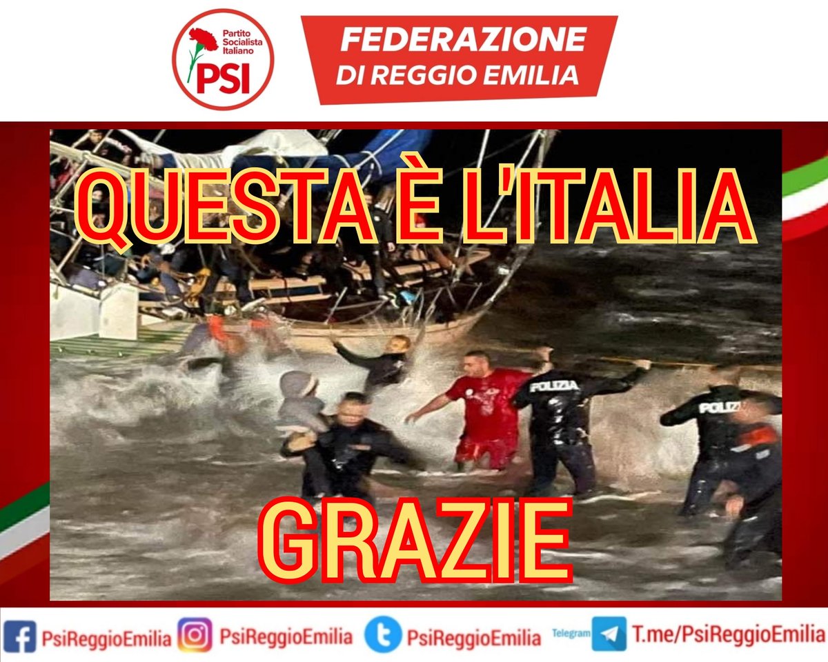 PSIReggioemilia's tweet photo. Questa è #Italia. Un poliziotto che senza paura ha salvato un bambino, mai visto o conosciuto, come gli altri 83 naufraghi giunti stanotte a #CapoRizzuto. Di fronte al bisogno non ci si gira dall'altra parte; si dà senza pretendere. Diciamo grazie a questo italiani https://t.co/WxjiQoPlCm
