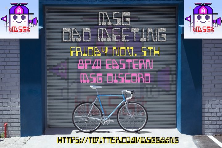 msg13gaang's tweet photo. Follow our new twitter @MSGgaang 

Join us tonight for our first dao meeting in our discord. Link in profile of @MSGgaang. https://t.co/tl2ehD66jE