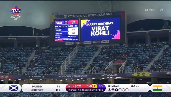 The Dubai crowd singing Happy Birthday wish to Virat Kohli       