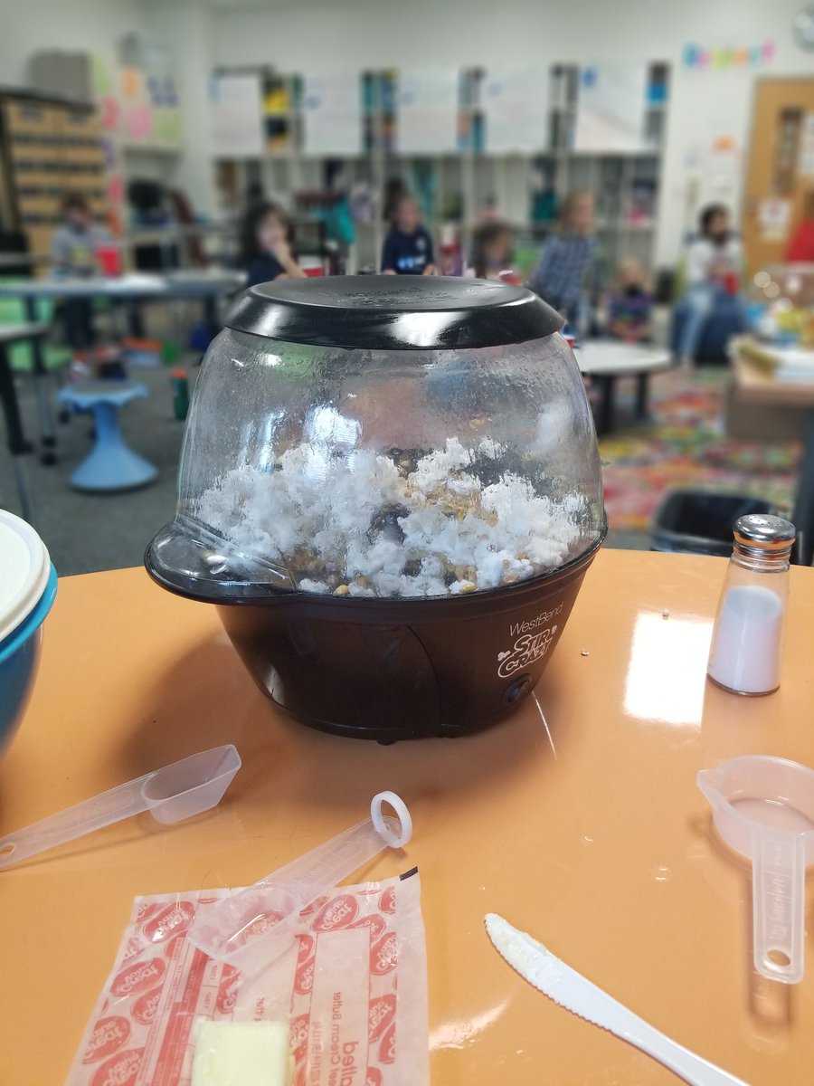 MsParkerthird's tweet photo. Another day,  another chance to explore matter!  Watching the popcorn dragon while discovering what happens when heat is applied to matter... and then testing it of course! @OakviewElem @JenniferFine5 #scienceisfun https://t.co/y1w51Mz3SP