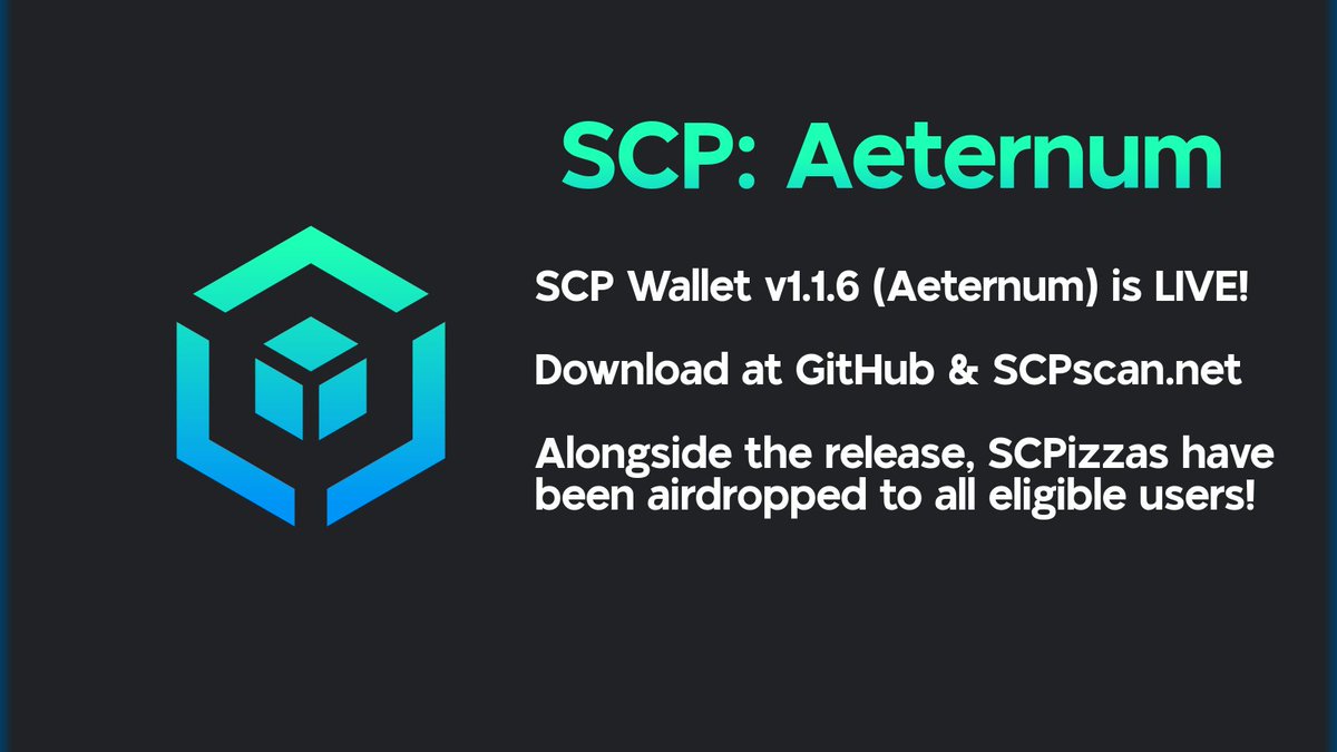 ♾️ Introducing the latest SCP upgrade: "Aeternum" (ˈɛ-ˈter-ˌnu̇m)

⚡ Combining #InstantSend, SC v3 UX, and #IPFS into an all-in-one solution, the new SCP-4 Standard is primed to become a leading protocol in the #DeFi &amp; #NFT space.

Download here: scpscan.net/download.html