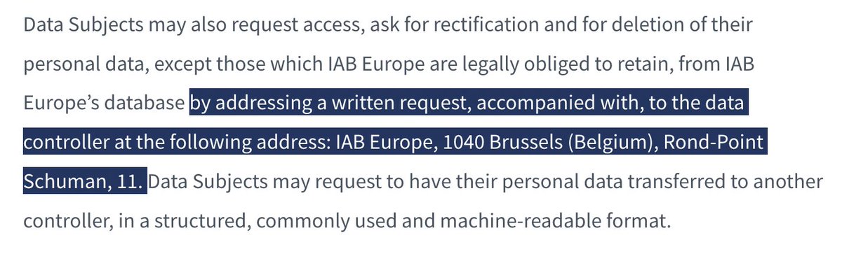 FusterGloria's tweet photo. but wait because also in this same #dataprotection notice (last updated March 2020) they even say that to exercise your #datasubject rights you must send them a written letter, to Rond Point Schuman! letter which must be "accompanied with" an undisclosed object... ??? https://t.co/WK5jgnn6FH