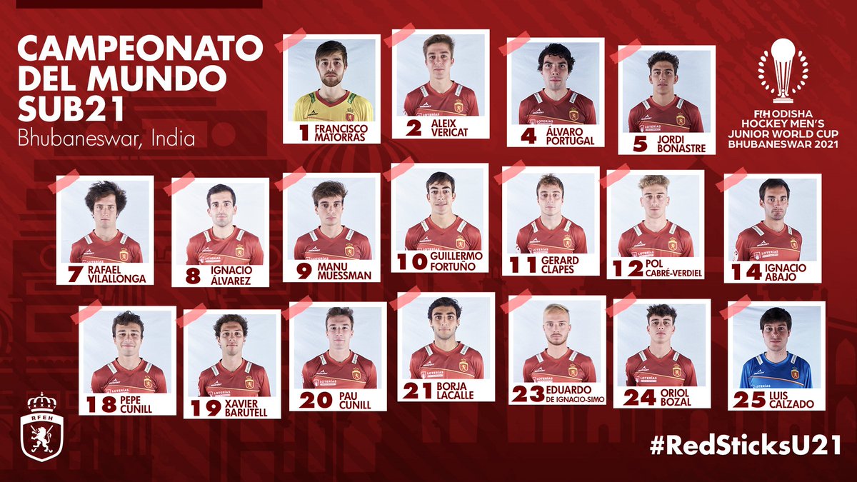 RFEH Hockey (@rfe_hockey) on Twitter photo 🏑¡Éste es nuestro equip(az)o para el Mundial sub21!
🏆Del 24 de Noviembre al 5 de Diciembre, nuestros jugadores lucharán por llevar a la <a href="/U21_Spain/">Spain Hockey U21M</a> a lo más alto #RisingStars #RedSticksU21 rfeh.es/la-sub-21-masc… 🏑¡Éste es nuestro equip(az)o para el Mundial sub21!
🏆Del 24 de Noviembre al 5 de Diciembre, nuestros jugadores lucharán por llevar a la <a href="/U21_Spain/">Spain Hockey U21M</a> a lo más alto #RisingStars #RedSticksU21 rfeh.es/la-sub-21-masc…