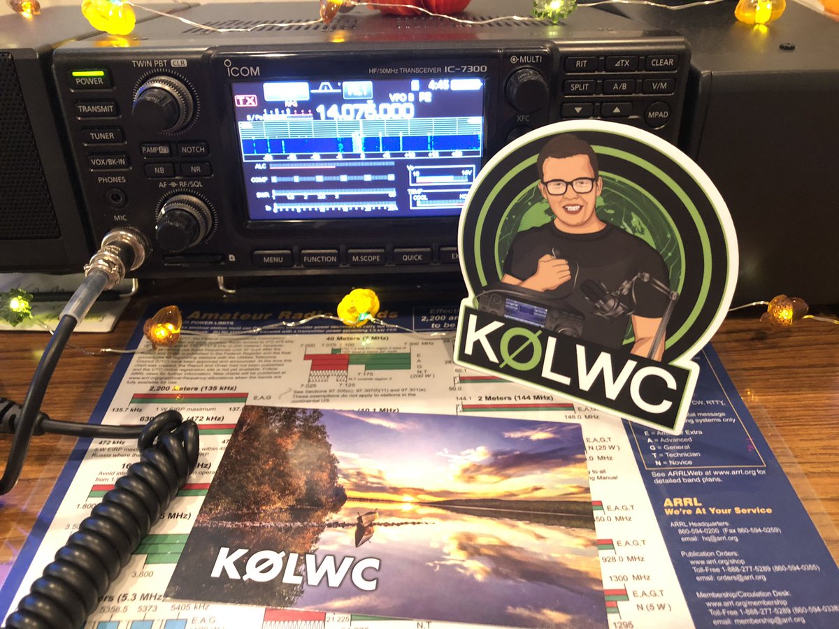 KG5GJT's tweet photo. Mail Call!!! Received a QSL card and very well done sticker from @K0LWC. Thanks for the card Matt, 73! #QSLing #AmateurRadio @arrl @ARRLLASection @IcomAmericaInc https://t.co/EBD6aAT9tt