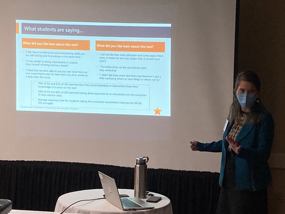 MAscienceteach's tweet photo. What are students saying about the piloted performance based assessment tasks being run by DESE? Corrine Steever knows and so do #mast2021 participants! #MAScienceTeach https://t.co/mEEZSILc7j