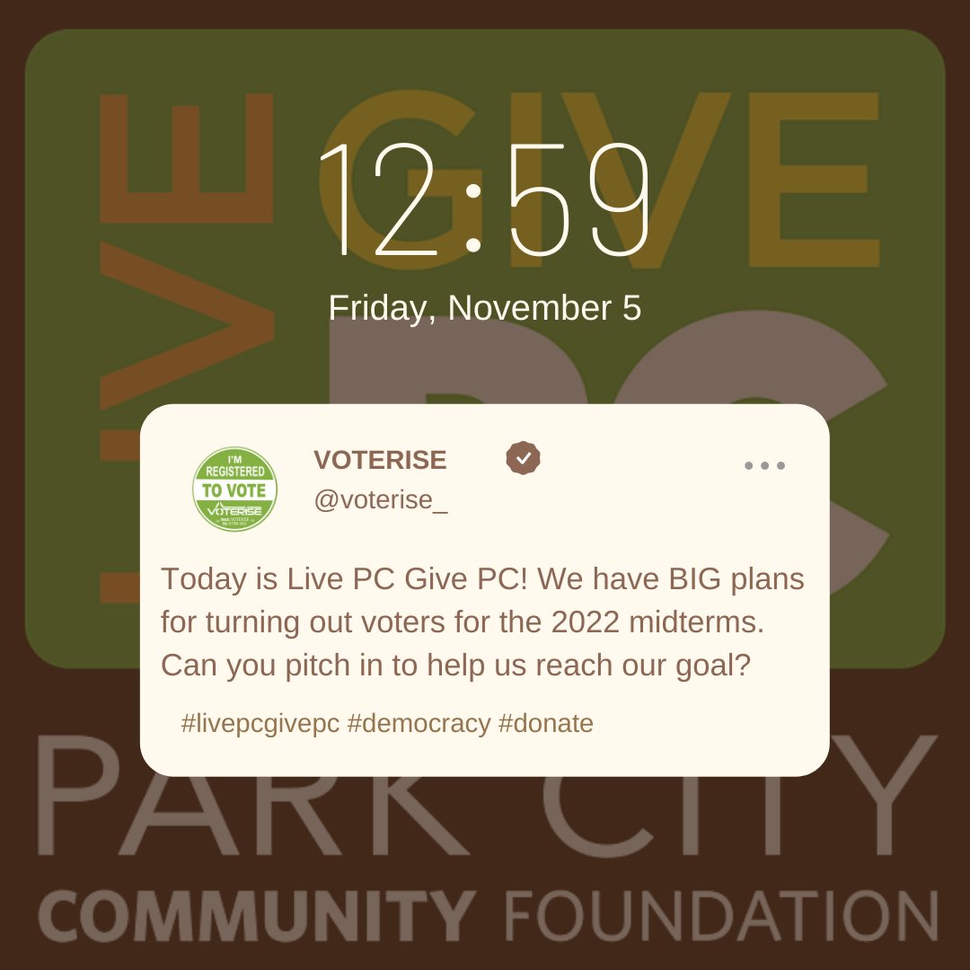 voterise_'s tweet image. Today’s the day! #DonateForDemocracy and help us reach our goal today so we can turn out more voters next year! Go to livepcgivepc.org/organization/V… now! ✅

#VOTERISE #vote #livepcgivepc #democracy #donate #utpol #voterregistration #voter #midterms
