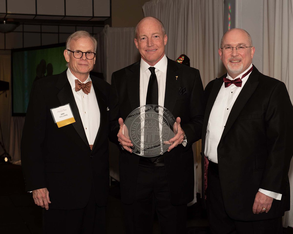 FSUWertheim's tweet photo. The 2021 #FSUBiz Alumni Hall Of Fame Dinner &amp; Ceremony was incredibly heartwarming with a great group of deserving people. Congratulations again to Peter Collins, Ted Ostrander and John Rivers on being inducted into the 2021 College of Business Alumni Hall of Fame. 👏✨📸 https://t.co/yMxPsubwj2
