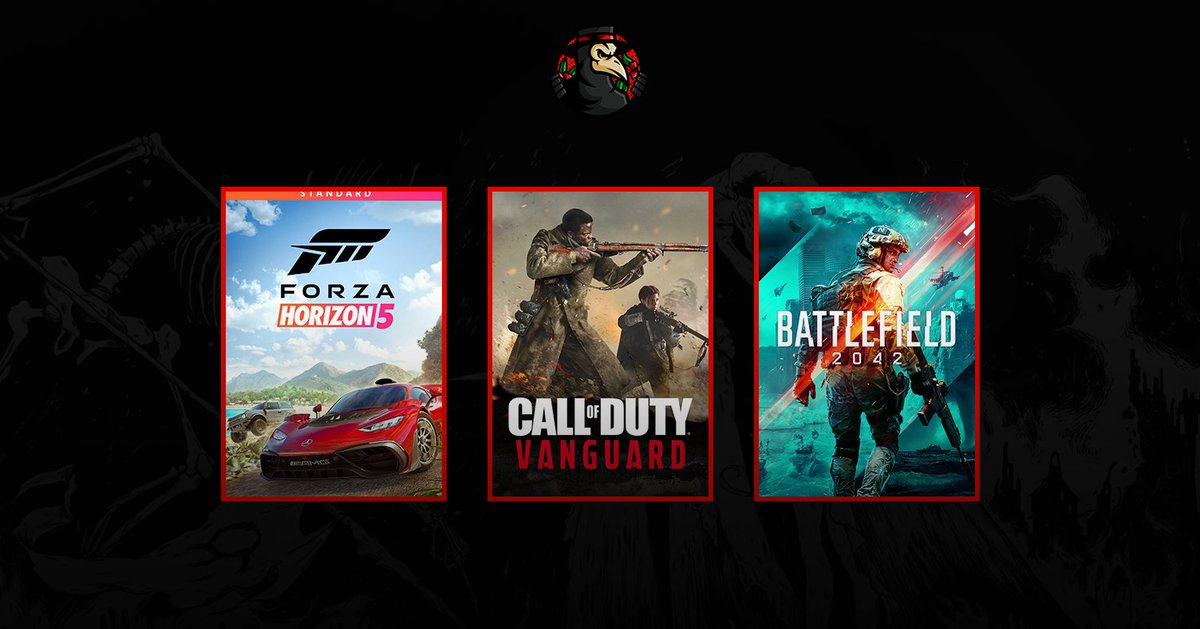 PlagueSquadHQ's tweet photo. 🎁 [ #PlagueSquad - #Giveaway ] 

En prévision de la sortie de #ForzaHorizon5, #Vanguard et #BF2042, nous organisons un concours avec un jeu au choix à gagner! 

Pour participer, il faut: 
✅ RT + Like
✅ Follow @PlagueSquadHQ, @Tawaxa_V et @ALNEUH 
✅ Mentionne un pote https://t.co/m3Ca9odVcJ