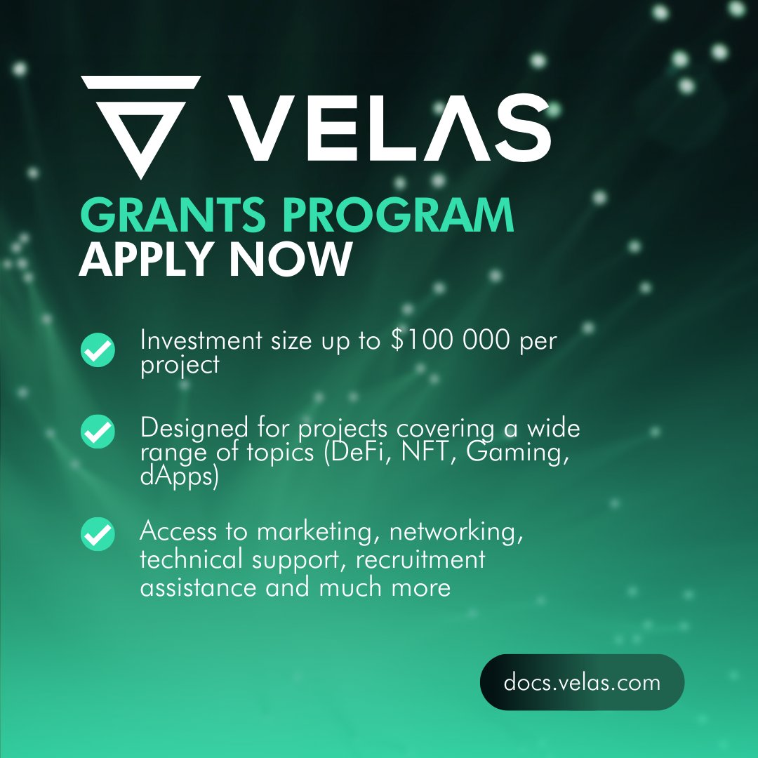 VelasBlockchain's tweet photo. The support of our grant program goes beyond simply providing capital 💡

Velas facilitates project teams with extensive access to experienced marketers, an established industry network, recruitment specialists &amp; much more. https://t.co/qhbFATvjmV