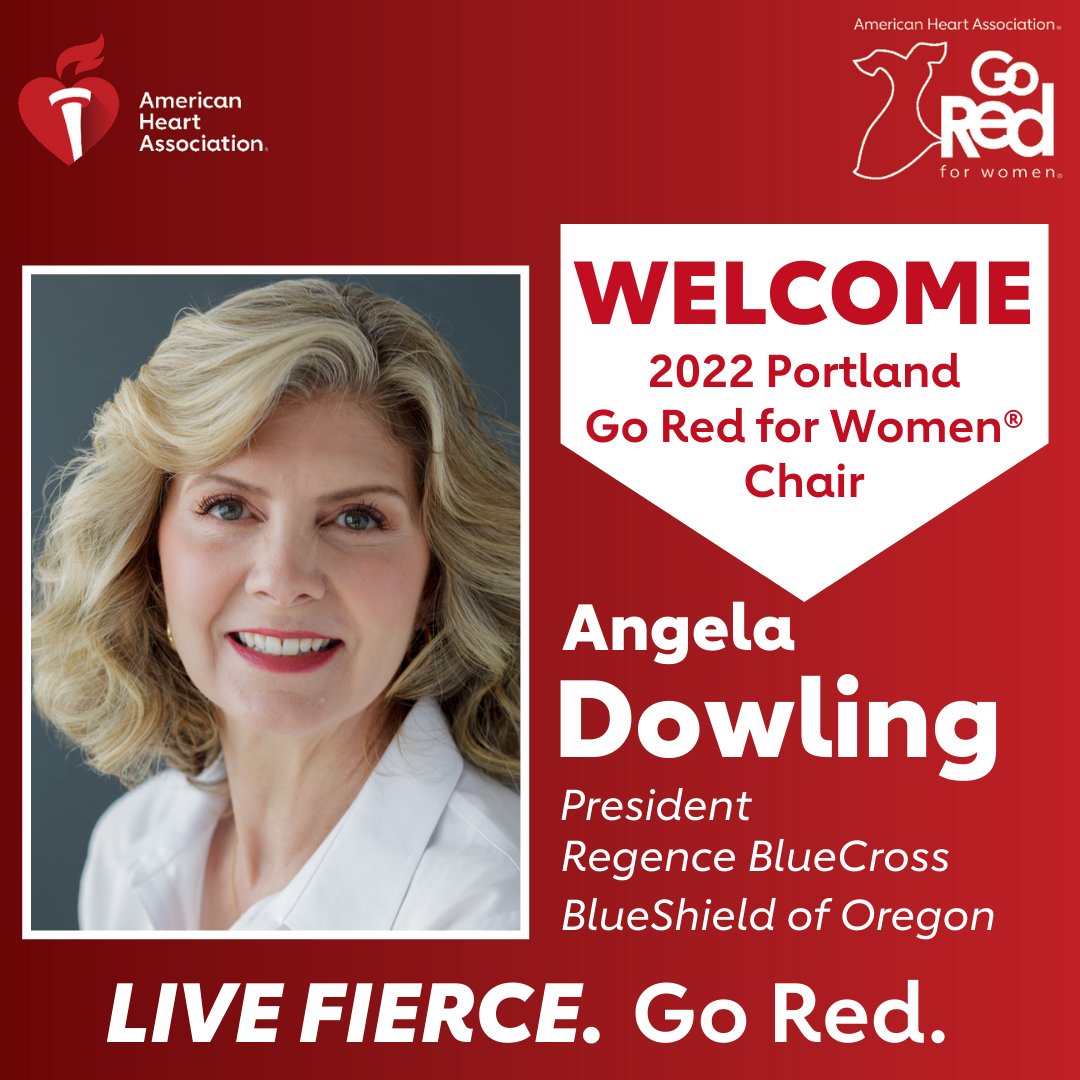 AHAOregon's tweet photo. We are thrilled to announce Angela Dowling, President @RegenceOregon as Chair of the 2022 Oregon &amp; SW Washington Go Red for Women movement! Angela’s experience and passion will help make a positive impact on the lives of women in our community and beyond. Welcome, @DowlingAM! https://t.co/y7sJk7x9SI