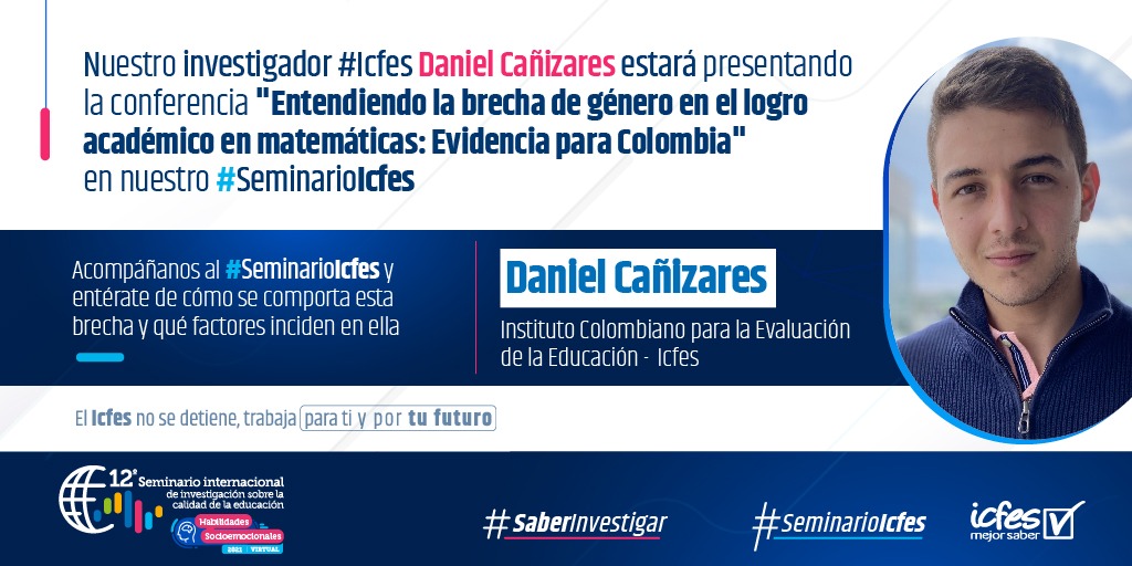 ICFEScol's tweet photo. 📢@Dancaniza91, investigador del Icfes, presenta su conferencia: “Entendiendo la brecha de género en el logro académico en matemáticas: Evidencia para Colombia”.
Entra en: https://t.co/tE7DqnbFIx

#SeminarioIcfes
#SaberInvestiga https://t.co/cMPL7U1xNj