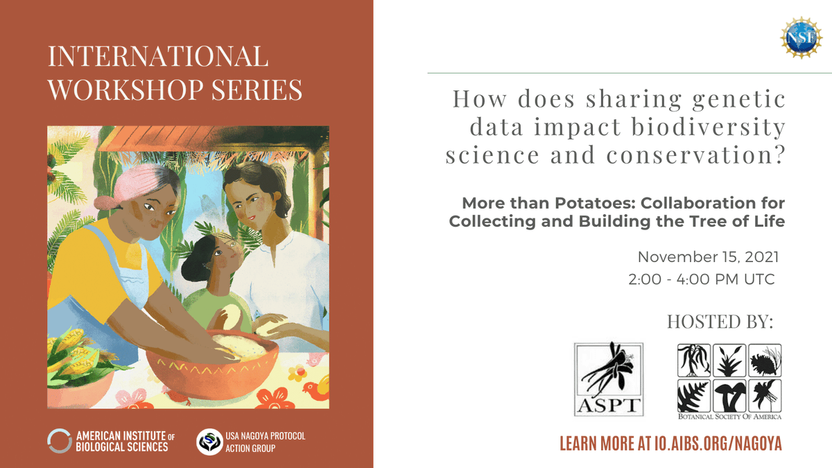 AIBSbiology's tweet photo. More than Potatoes - Collaboration for Collecting &amp; Building the Tree of Life. This series will explore how the international scientific community can study biodiversity in the changing landscape of international policy.  https://t.co/9dQfmEpNuL @AmSocPlantTaxon @Botanical_ https://t.co/XR8al2mvPI
