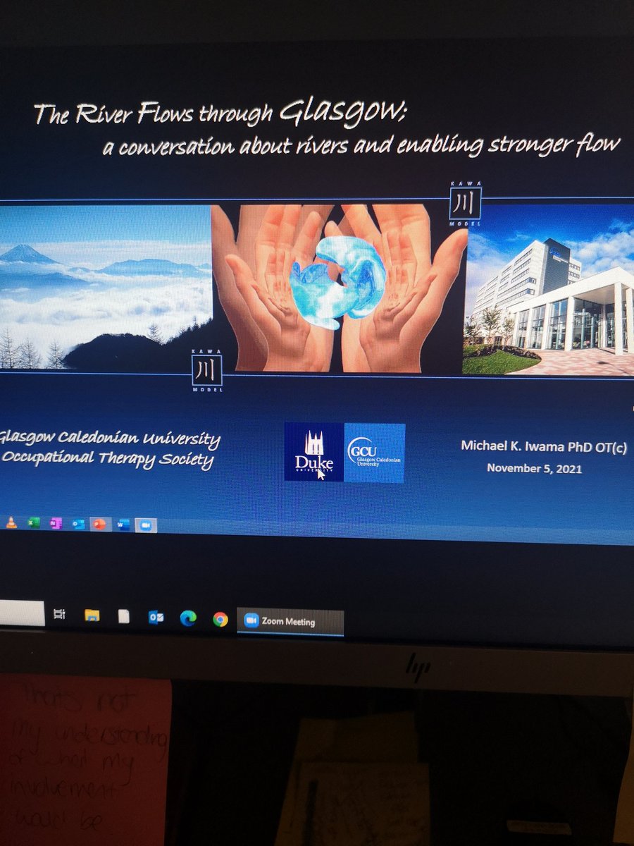 LeonaLGray's tweet photo. Very excited to hear Prof Michael Iwama discuss the #KawaModel this evening. Thankyou @GCUOTS for organising #OTweek2021 https://t.co/U3kdMrTsjK
