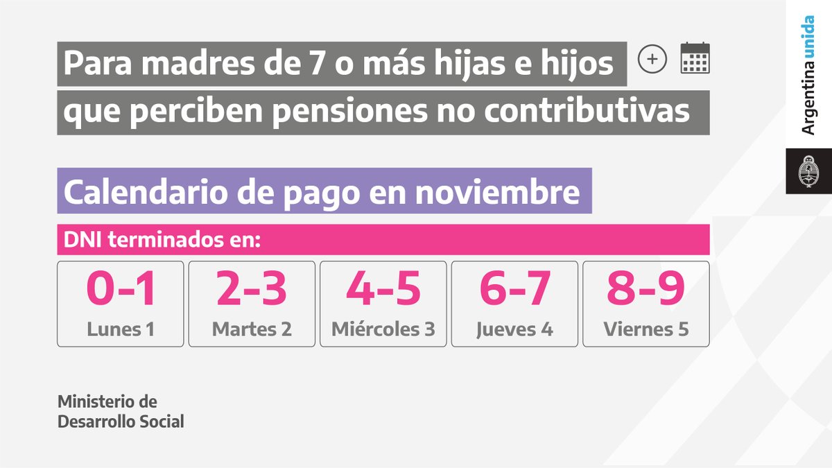 Recordá que a partir de este mes, el monto de la #TarjetaAlimentar se depositará en tu cuenta de la Asignación Universal por Hijo. Podés consultar el calendario de pagos en: argentina.gob.ar/desarrollosoci… #ArgentinaUnida