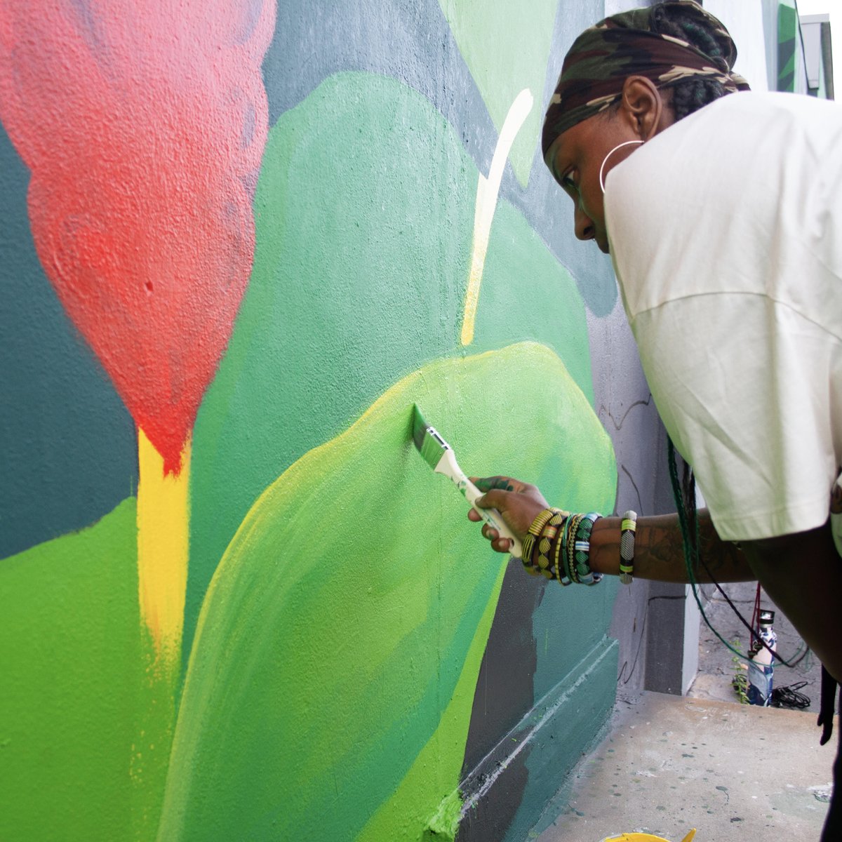 Murals going up in #HallandaleBeach! Check out the up-and-coming mural at Dunns River Island Cafe Hallandale by public artist Denise “BLU" Charles in partnership with the <a href="/HallandaleCRA/">Hallandale Beach CRA</a> ArtServe! 
#artserve #myhbeach #hallandale  # #12monthsofart #publicart #community #artists
