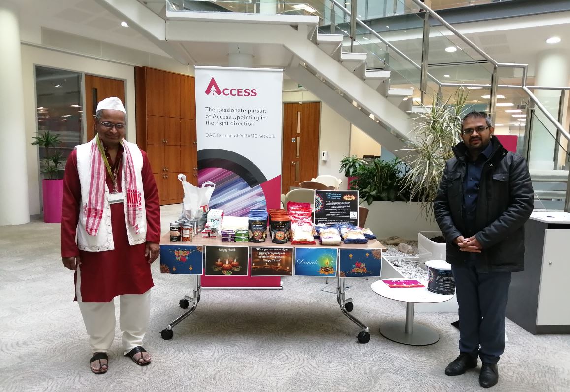 MardiDACB's tweet photo. #happydiwali2021 It was great to celebrate #Diwali as a part of #DACBeachcroft #access initiative. Great meeting with @Hasmukh_pppatel  who collected our food donations for @sewaday #Bristol working with 'Help Bristol Homeless' shelter. Evoked a lot of interest in ethnic sweets! https://t.co/PGV5RvxGpb